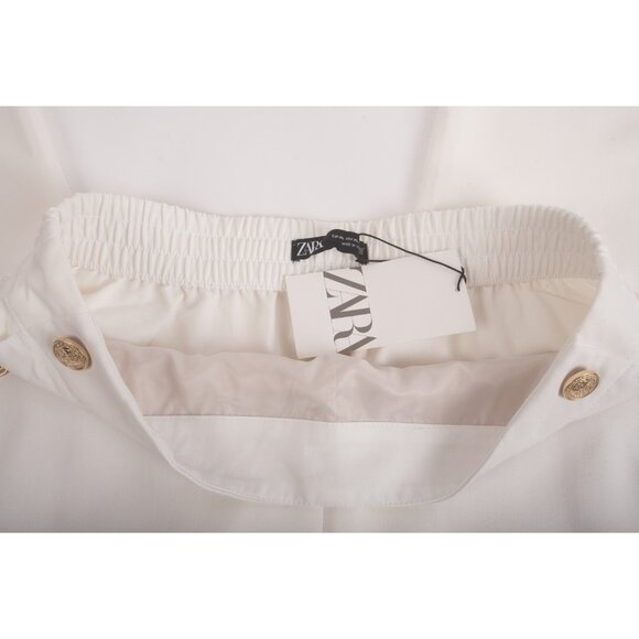 Zara Womans Trousers Pants Size XXL White Gold Button Straight Leg  9929/020 NWT - Picture 7 of 8
